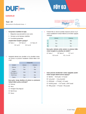 2024 - 10. SINIF KİMYA DUF - FÖY-3
