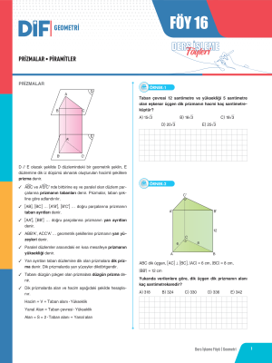 2024 - TYT-AYT GEOMETRİ DİF - FÖY-16